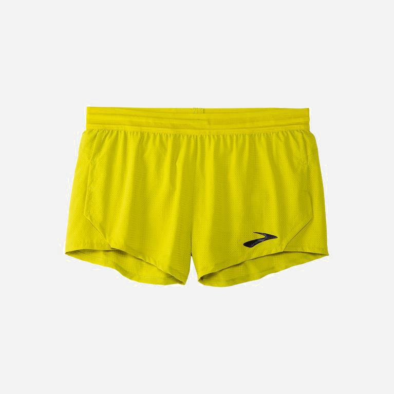 Brooks Elite 3 Split Hombre Pantalones Cortos - Verdes Amarillos (6980LQSHT)